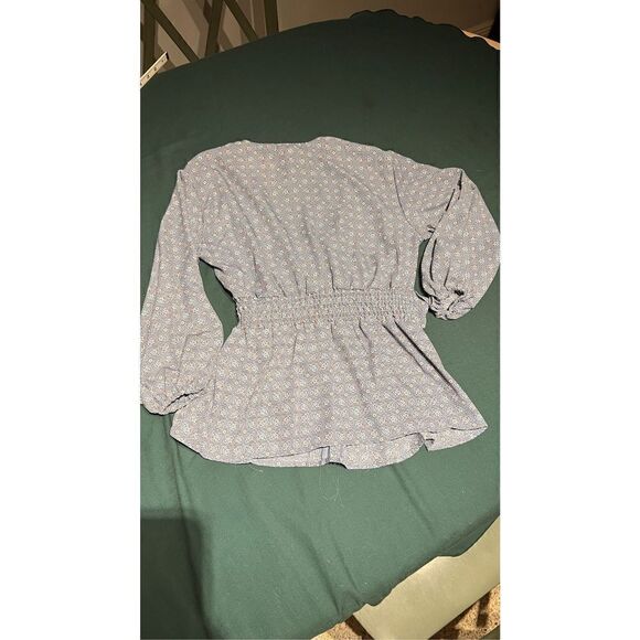 MAX STUDIO CREPE WRAP BLOUSE 3/4 SLEEVE TIE FRONT WOMENS SZ S NEW - Picture 9 of 9